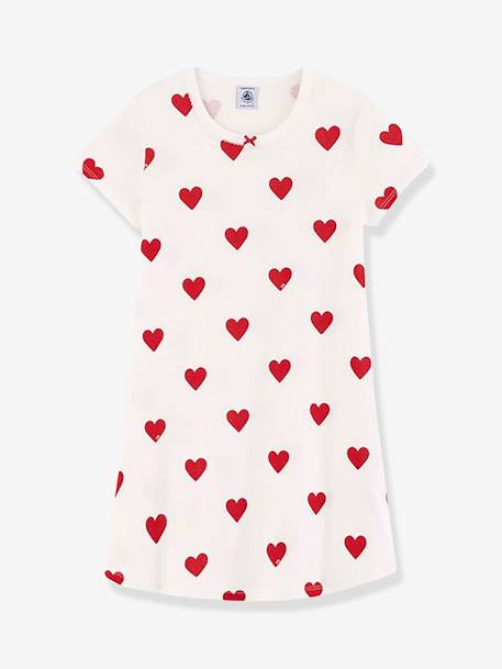 Chemise de nuit "coeurs" fille PETIT BATEAU en coton bio  - vertbaudet enfant