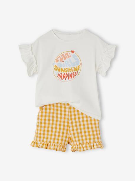 Ensemble tee-shirt et short vichy fille ivoire 4 - vertbaudet enfant 