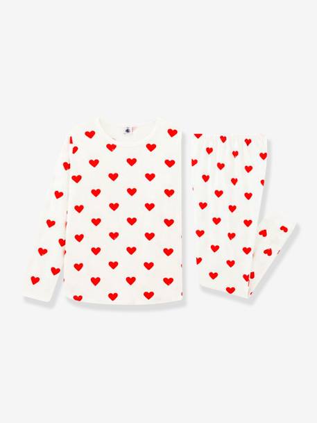 Pyjama coeur fille manches longues PETIT BATEAU en coton bio motif coeurs 1 - vertbaudet enfant 