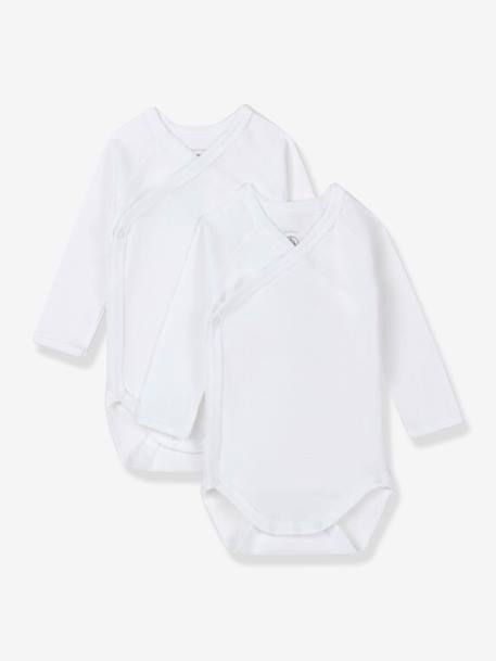 Bébé-Lot de 2 bodies croisés manches longues bébé naissance en coton bio PETIT BATEAU