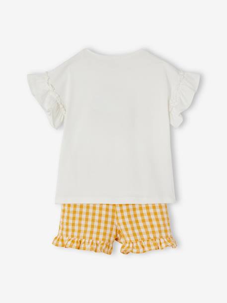 Ensemble tee-shirt et short vichy fille ivoire 5 - vertbaudet enfant 