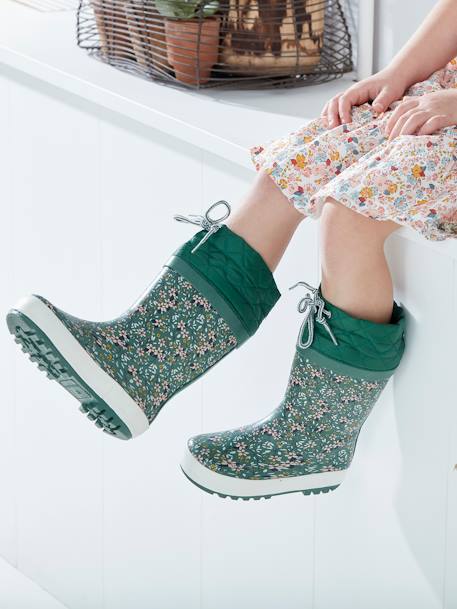 Bottes de pluie imprimées fille col matelassé vert 10 - vertbaudet enfant 