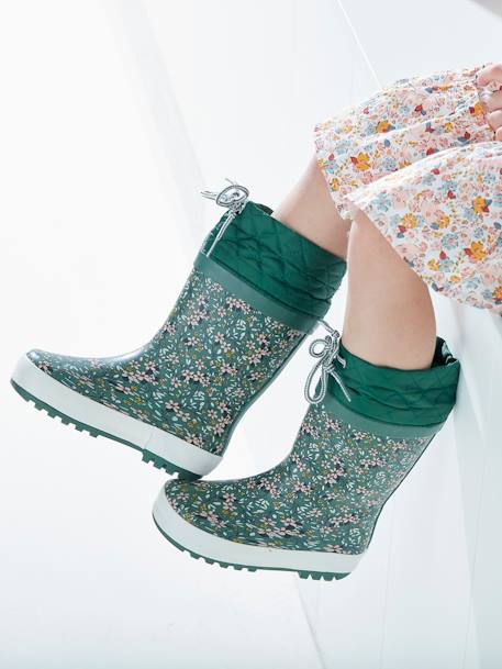 Bottes de pluie imprimées fille col matelassé vert 11 - vertbaudet enfant 