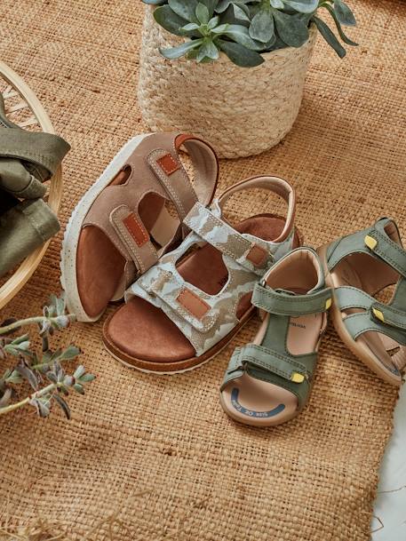 Sandales anatomiques cuir garçon gris camou+marine+taupe 7 - vertbaudet enfant 