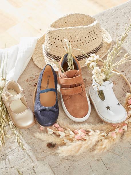 Ballerines cuir fille beige metallisé+bleu marine+rose 20 - vertbaudet enfant 