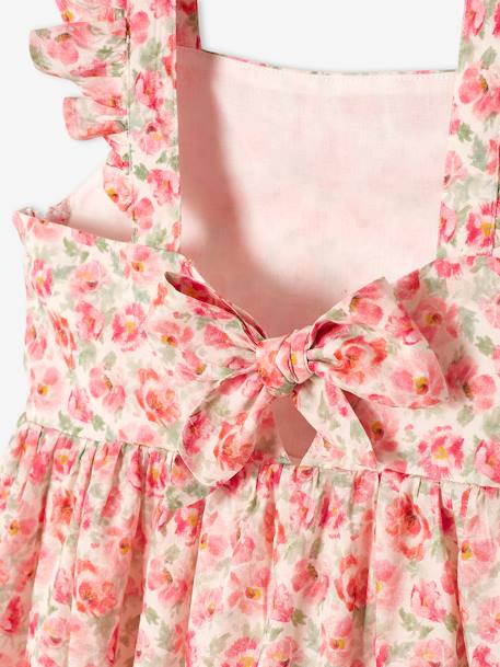 Robe de cérémonie à fleurs fille bretelles volantées ivoire imprimé 5 - vertbaudet enfant 