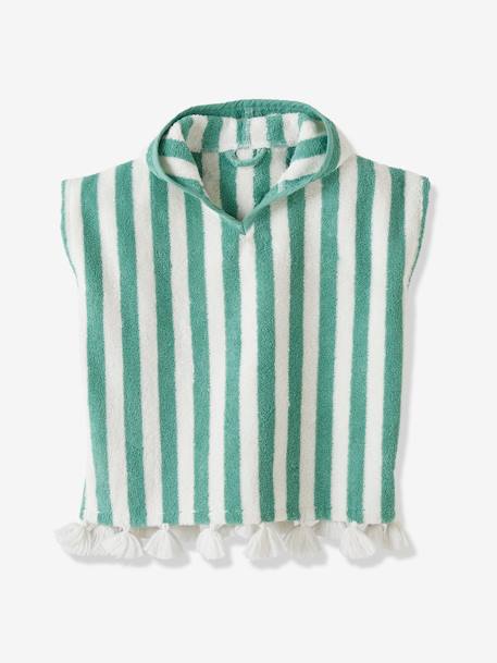 Poncho de bain bébé à rayures personnalisable bleu+rayé jaune+rose+vert 30 - vertbaudet enfant 