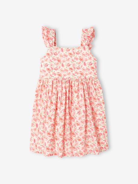 Robe de cérémonie à fleurs fille bretelles volantées ivoire imprimé 2 - vertbaudet enfant 