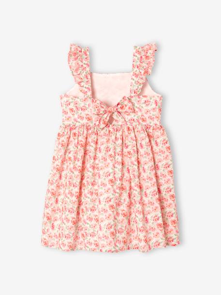 Robe de cérémonie à fleurs fille bretelles volantées ivoire imprimé 3 - vertbaudet enfant 