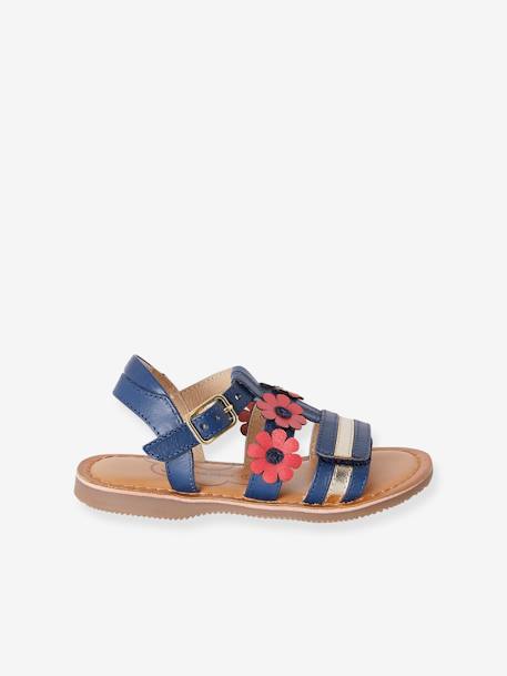 Sandales cuir fille collection maternelle bleu marine+camel 2 - vertbaudet enfant 