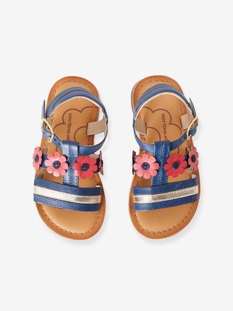 Sandales cuir fille collection maternelle bleu marine+camel 4 - vertbaudet enfant 