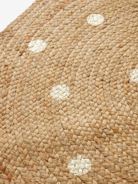 Tapis rond en jute à pois brodés BEIGE CLAIR UNI AVEC DECOR 3 - vertbaudet enfant 