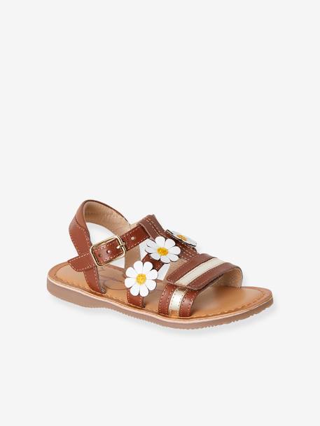 Sandales cuir fille collection maternelle bleu marine+camel 6 - vertbaudet enfant 