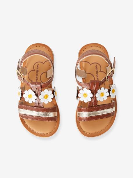 Sandales cuir fille collection maternelle bleu marine+camel 9 - vertbaudet enfant 