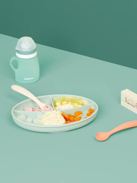 Kit repas silicone BABYMOOV Grow’Isy vert/terracotta 1 - vertbaudet enfant 