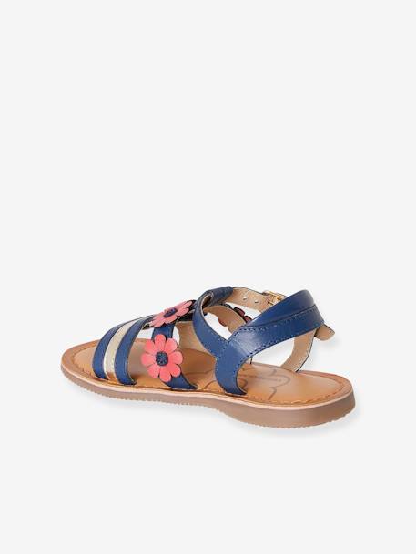 Sandales cuir fille collection maternelle bleu marine+camel 3 - vertbaudet enfant 