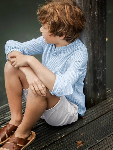 Chemise - Collection Fêtes et Mariages CYRILLUS Blanc+Rayé bleu/blanc 8 - vertbaudet enfant 