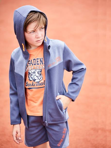 Sweat zippé sport garçon matière technique inscriptions graphiques bleu 6 - vertbaudet enfant 