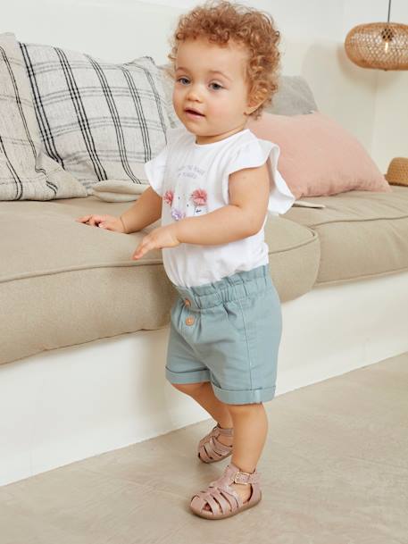 Short taille élastiquée bébé argile+rose pâle+vert céladon 18 - vertbaudet enfant 