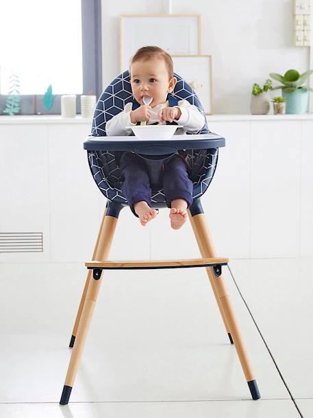 Chaise haute évolutive 2 hauteurs TopSeat bleu imprimé 10 - vertbaudet enfant 