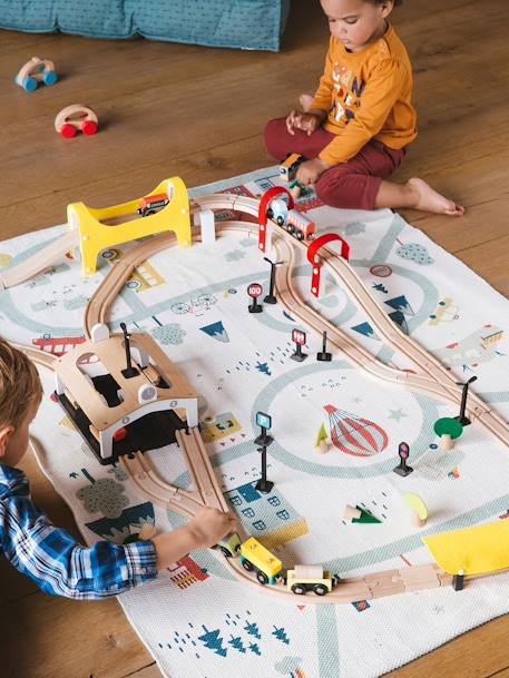 Circuit de train 66 pièces en bois FSC® multicolore 2 - vertbaudet enfant 