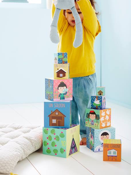 Tour pyramide géante de 10 cubes thème pays multicolore 9 - vertbaudet enfant 