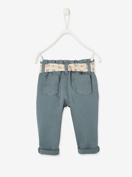 Pantalon avec ceinture en tissu bébé vert grisé 3 - vertbaudet enfant 