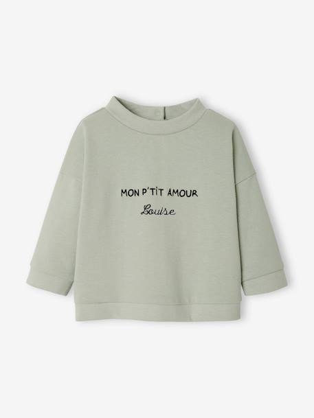 Sweat à message bébé personnalisable vert grisé 3 - vertbaudet enfant 