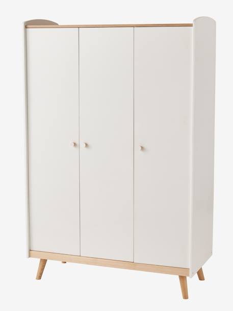 Armoire 3 portes LIGNE CONFETTI BLANC/BOIS 1 - vertbaudet enfant 