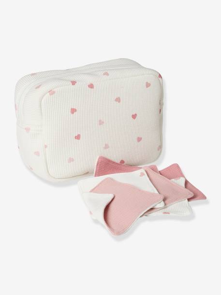 Lot de 6 lingettes lavables bleu grisé+rose/coeurs+vanille 4 - vertbaudet enfant 