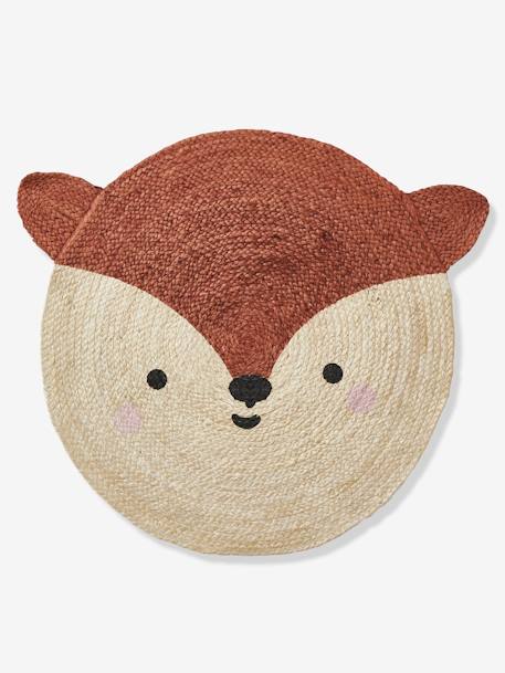 Tapis rond jute Renard MARRON MOYEN UNI AVEC DECOR 1 - vertbaudet enfant 