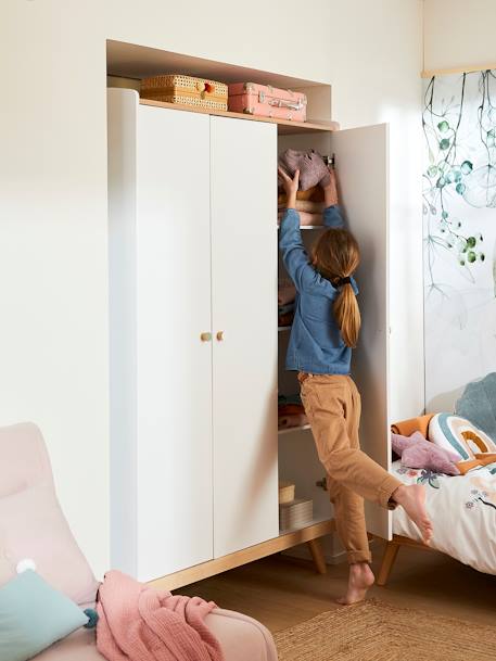 Armoire 3 portes LIGNE CONFETTI BLANC/BOIS 4 - vertbaudet enfant 