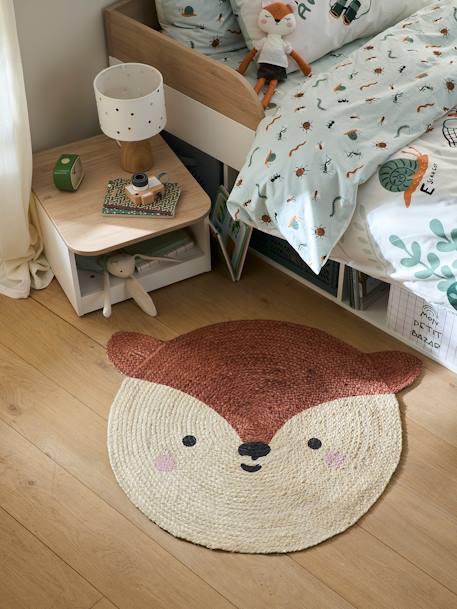 Tapis rond jute Renard MARRON MOYEN UNI AVEC DECOR 2 - vertbaudet enfant 