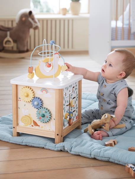 Grand cube d'activités en bois FSC® Beige LOVELY FARM+Les amis de la forêt+rose 1 - vertbaudet enfant 