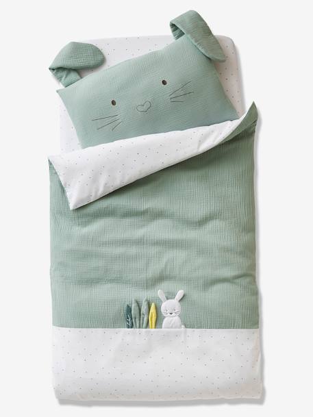 Drap-housse bébé MENTHE A L'EAU blanc / multicolore 2 - vertbaudet enfant 