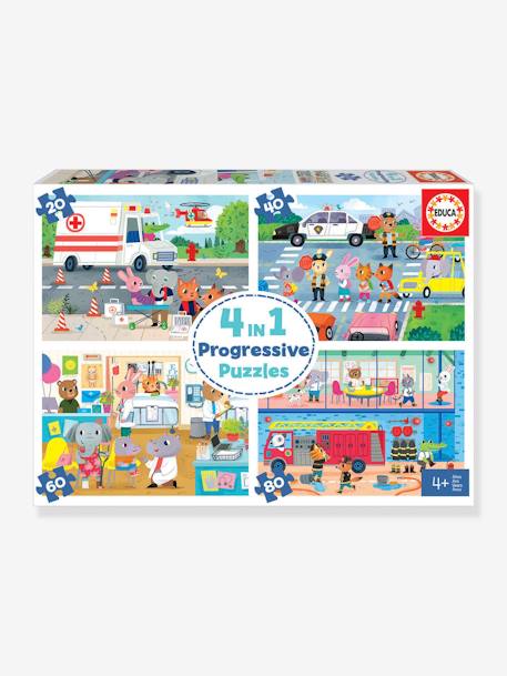 4 Puzzles Progressifs Héros en Action - EDUCA BLANC 1 - vertbaudet enfant 