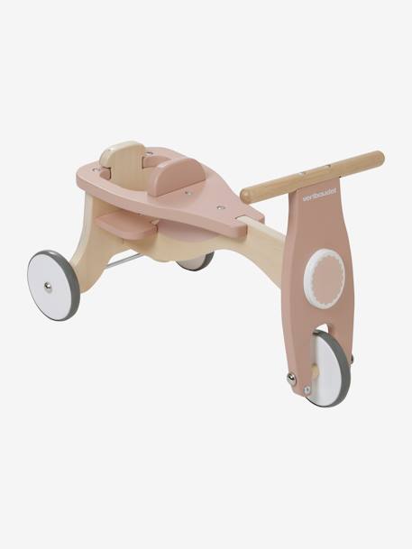 Porteur + siège poupon en bois FSC® BEIGE MOYEN UNI AVEC DECOR 3 - vertbaudet enfant 