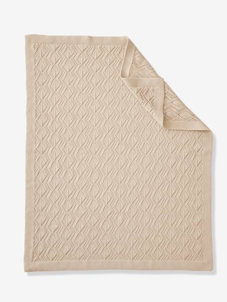 Couverture pointelle en coton bio* sable+vert d'eau 5 - vertbaudet enfant 