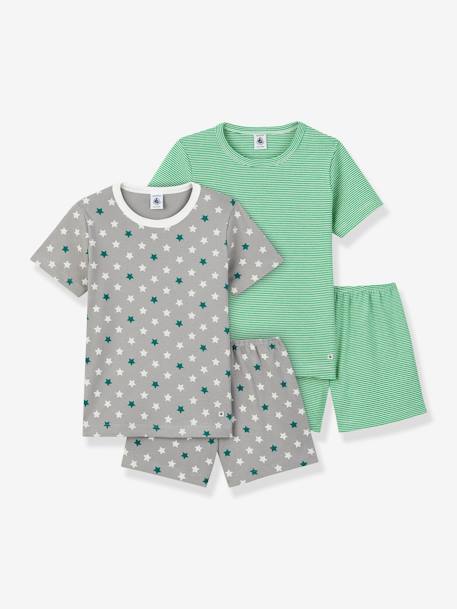 Garçon-Pyjama, surpyjama-Lot de 2 pyjacourts étoiles et milleraies en coton garçon PETIT BATEAU