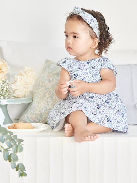 Robe fleurie bébé de cérémonie blanc imprimé 3 - vertbaudet enfant 