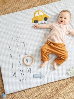 Linge de maison et décoration-Décoration-Matelas de sol, coussin-Tapis photo bébé personnalisable en gaze de coton EN VOITURE SIMON !