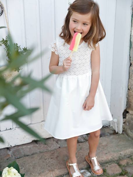 Robe de cérémonie effet 2 en 1 superposition en macramé fille  - vertbaudet enfant