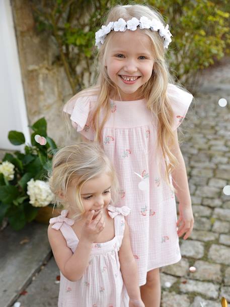 Robe brodée fleurs en gaze de coton fille  - vertbaudet enfant