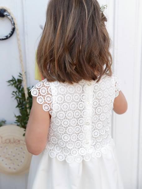 Robe de cérémonie effet 2 en 1 superposition en macramé fille ivoire+rose nude 7 - vertbaudet enfant 