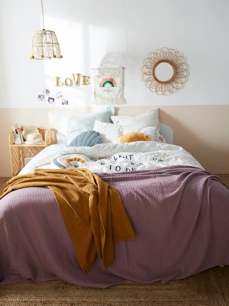 Couvre-lit nid d'abeille caramel+violet parme 6 - vertbaudet enfant 