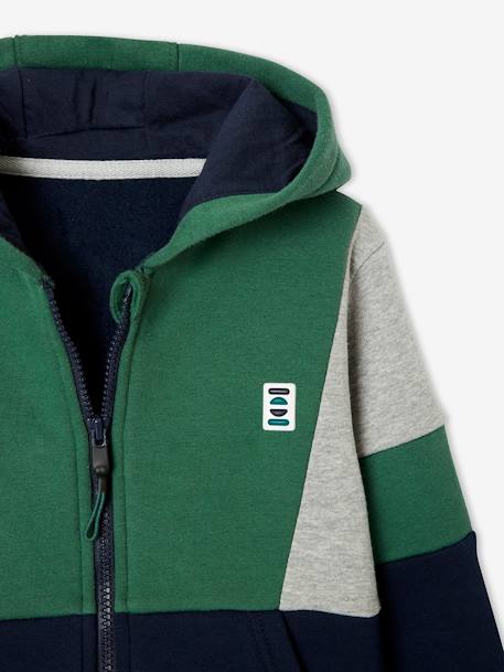 Sweat zippé colorblock sport garçon vert 3 - vertbaudet enfant 