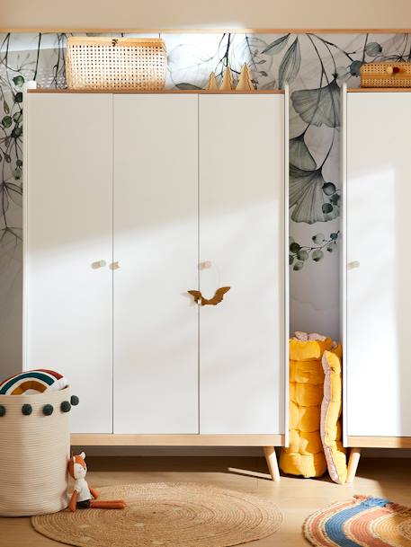 Armoire 3 portes LIGNE CONFETTI BLANC/BOIS 6 - vertbaudet enfant 