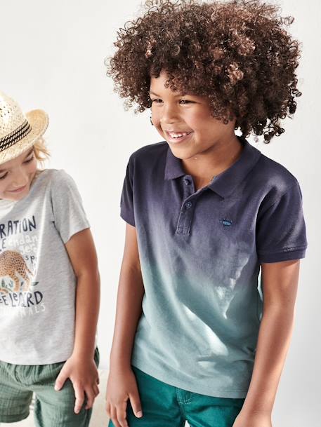 Polo garçon Dip & Dye dark bleu indigo 2 - vertbaudet enfant 