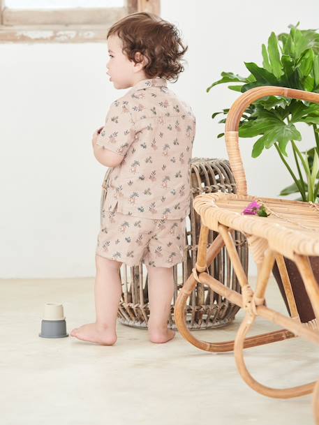 Ensemble chemise et short bébé taupe clair imprimé 7 - vertbaudet enfant 