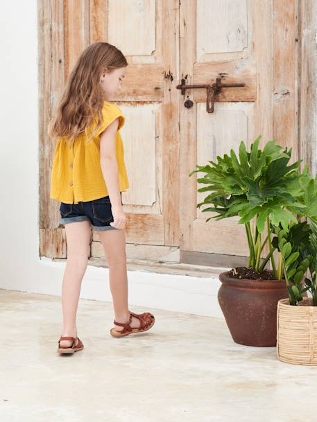 Short en jean Basics fille DENIM BRUT+stone 4 - vertbaudet enfant 